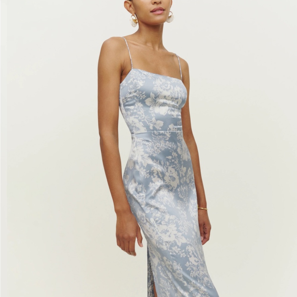 NWOT Reformation Frankie Silk Dress Porcelain